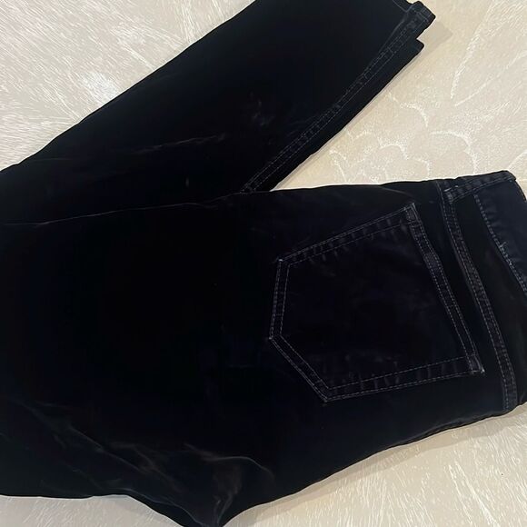 Ralph Lauren Black Velvet Mid Rise Skinny Pants Size 29 - Picture 2 of 13